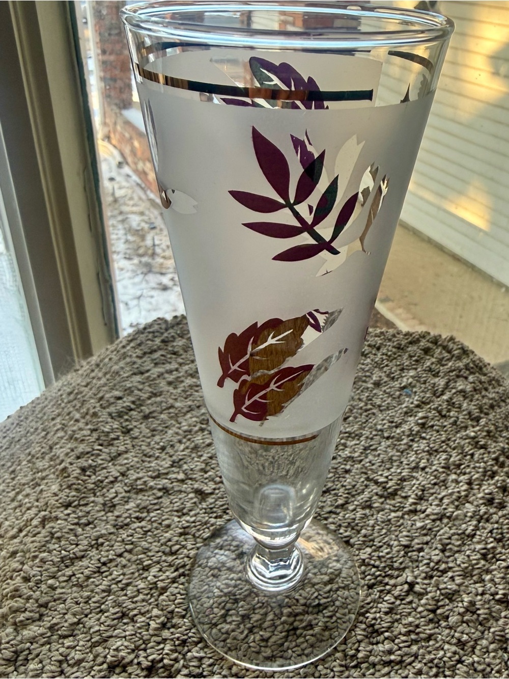 Vintage Libbey "Golden Foliage" Frosted Pilsner Glass MCM Barware 1953-1978